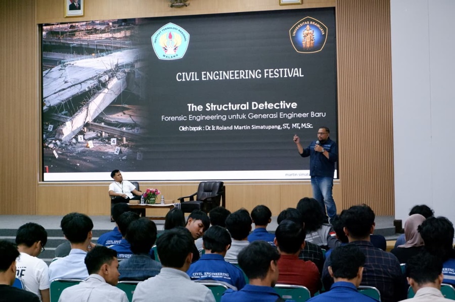 Kuliah Tamu ECIVE 2026 Himpunan Mahasiswa Sipil (HMS), ITN Malang mengangkat tema Peran Forensic Engineering dalam Mewujudkan Infrastruktur Aman dan Berkelanjutan