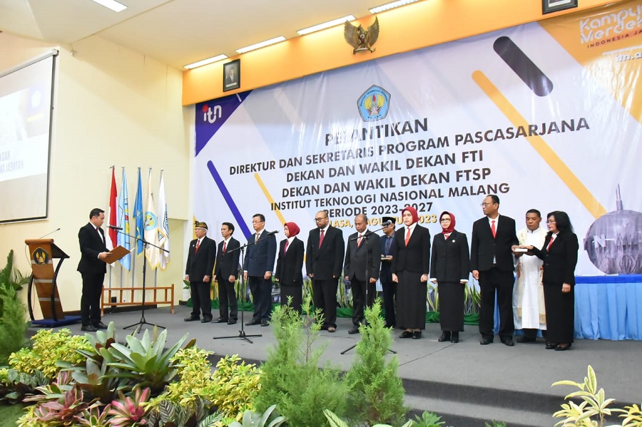 Rektor ITN Malang melantik 10 pejabat di lingkungan Program Pascasarjana, Fakultas Teknologi Industri (FTI), dan Fakultas Teknik Sipil dan Perencanaan (FTSP) ITN Malang