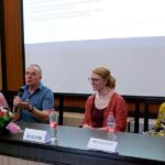 Kaprodi Teknik Lingkungan S1 ITN Malang, Dr. Evy Hendriarianti, ST., M.MT., (paling kanan) bersama Paul Wolbers, dan Mirit Hoek dari TAUW, saat kuliah tamu di Kampu