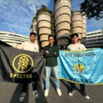 Legat Bestari, (kanan) dan Stevan Joseph Tuhuleruw, bersama dosen pembimbing, Krisna Febrian Anugerahputra, ST., MT., M.Sc., (tengah) di NTU Singapore