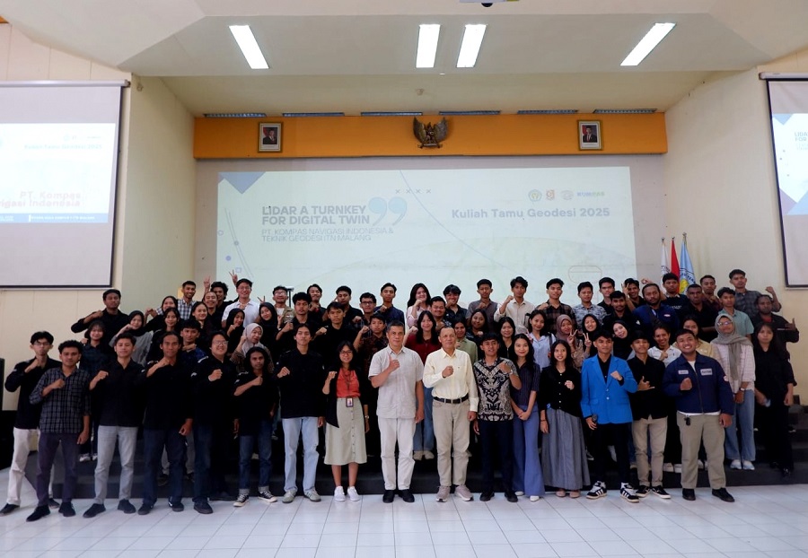Prodi Teknik Geodesi S-1 ITN Malang berkolaborasi dengan PT Kompas Navigasi Indonesia menggelar kuliah tamu Lidar of Turnkey for Digital Twin.